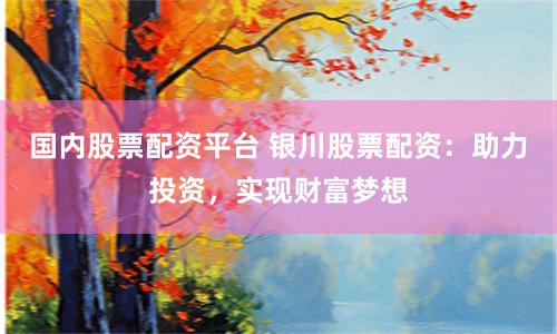 国内股票配资平台 银川股票配资：助力投资，实现财富梦想